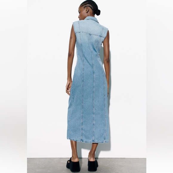 Zara Denim Maxi Dress NWT Size Medium - Picture 8 of 13